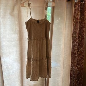 Wild fable 3 tiered tan linen dress
